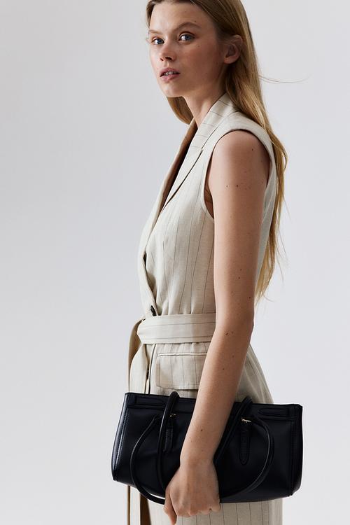 Linen-blend blazer dress - light beige pinstriped - 1212380005