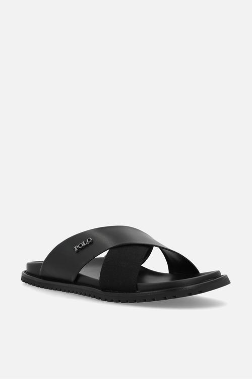 Cross Strap Jacquard  Sandal  - Black