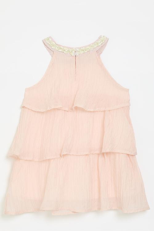 Tiered dress with halter detail -pink