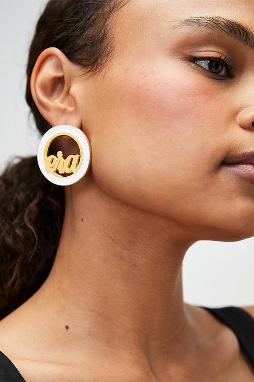 Diva Earrings - white & gold