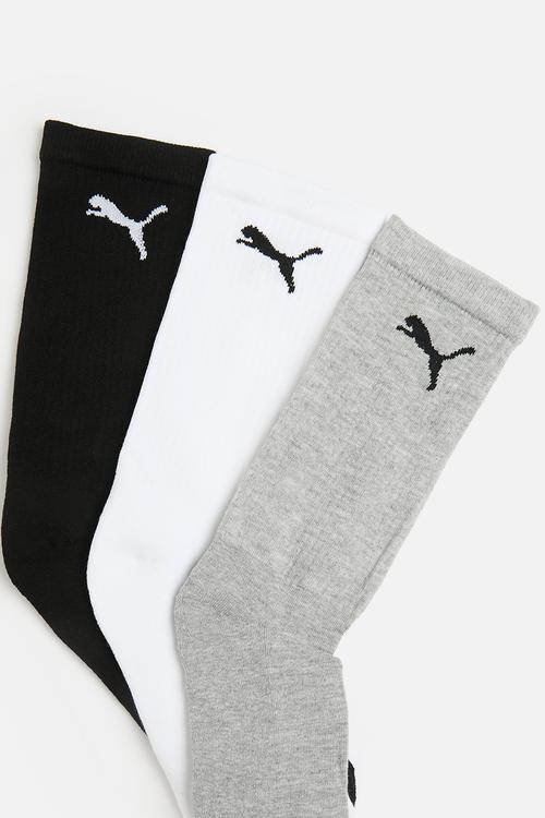 Adults 3 Pk Cat Logo Tennis Socks - White/Melange/Black