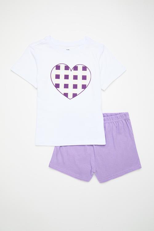 PJ set with placement print - white/lilac