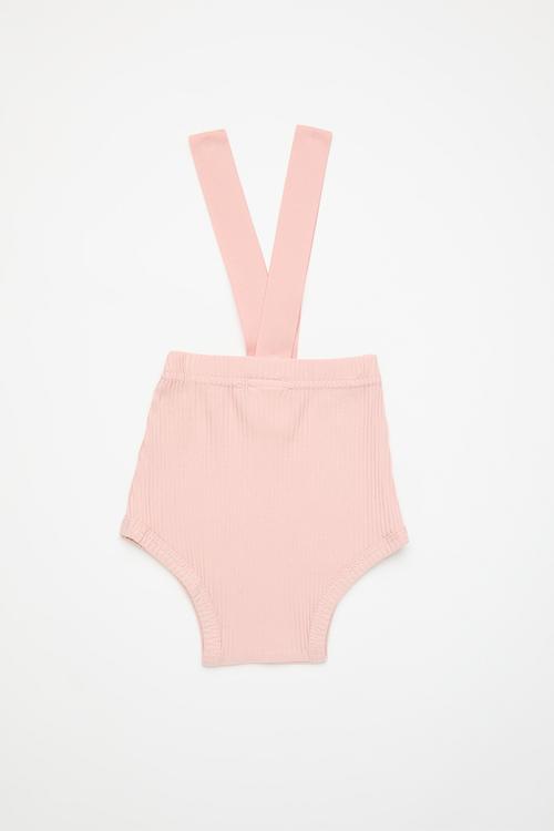 Rib knit suspender shorts - pink