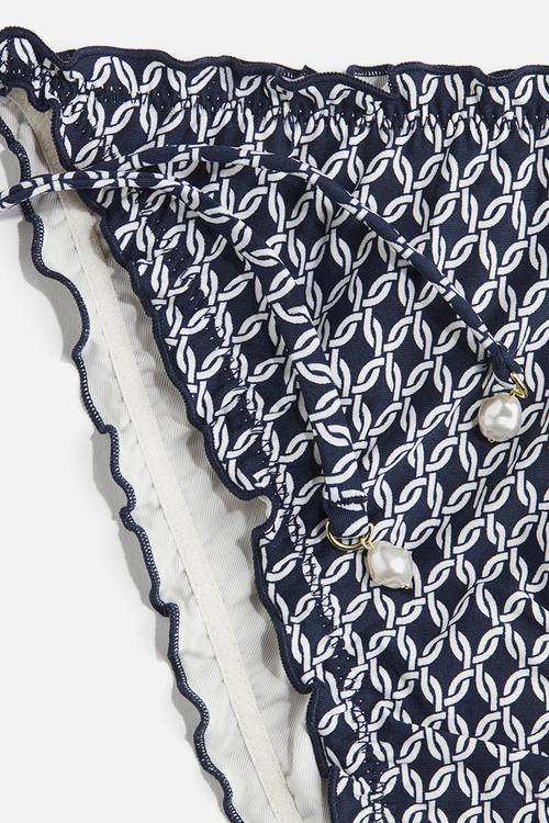 Tie tanga bikini bottoms - navy blue patterned 