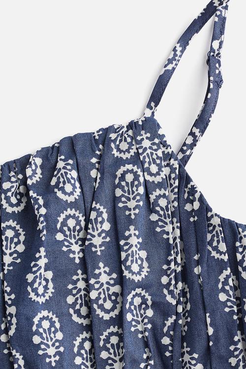 Cropped strappy top - dark blue patterned