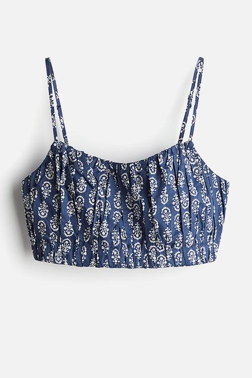 Cropped strappy top - dark blue patterned