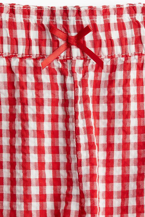 Seersucker pull-on shorts - red gingham check