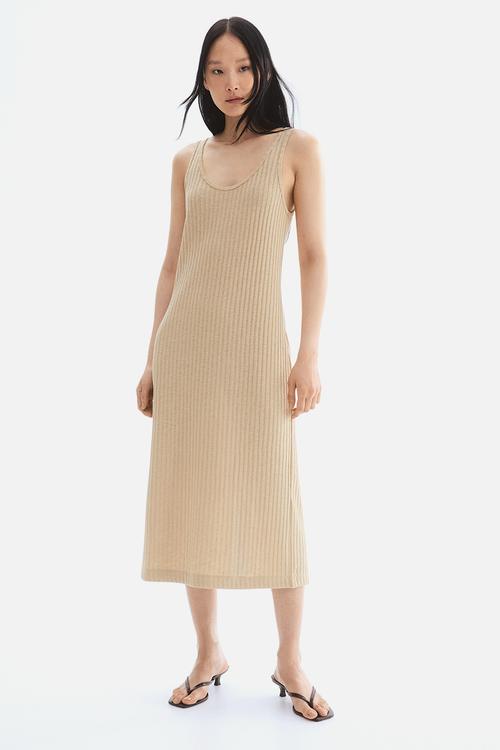 Rib-knit dress - beige