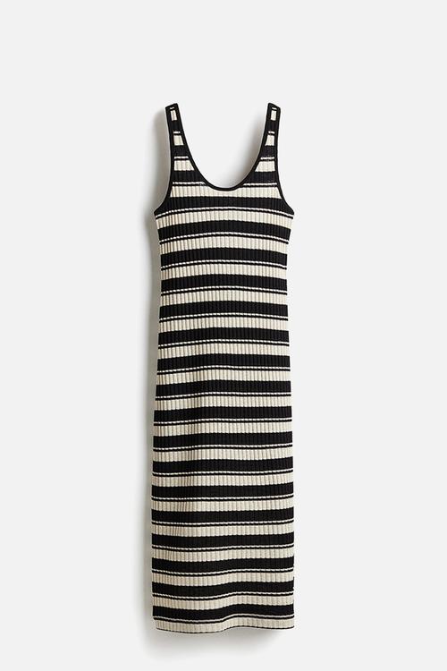 Rib-knit dress - black striped