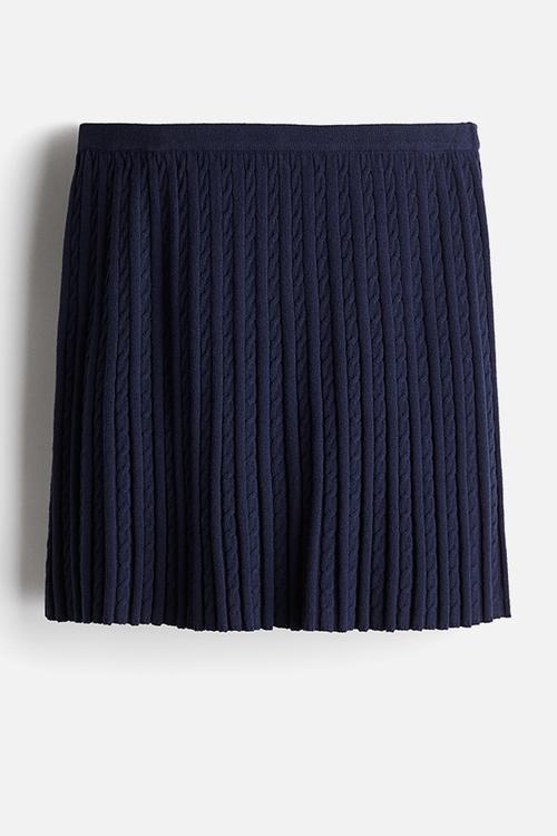 Cable-knit skirt - navy blue