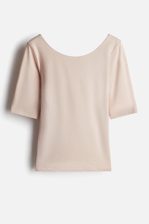 Ballerina-neckline top - powder pink