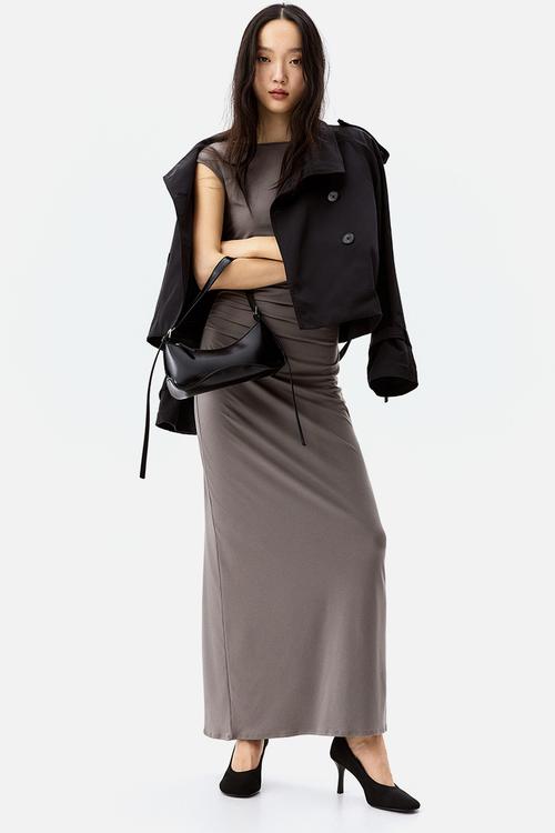 Draped bodycon dress - dark grey