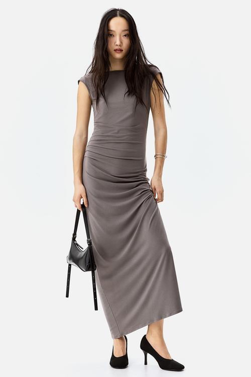 Draped bodycon dress - dark grey