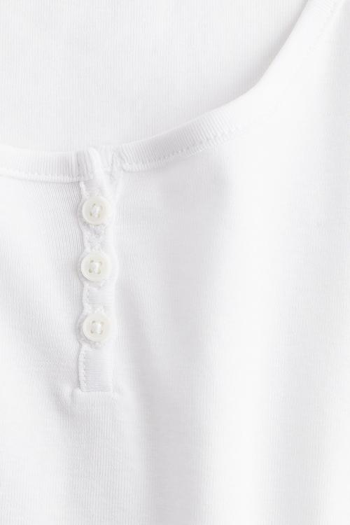 Button-top scoop-neck T-shirt - white