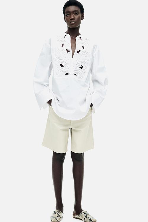 Broderie anglaise blouse - white