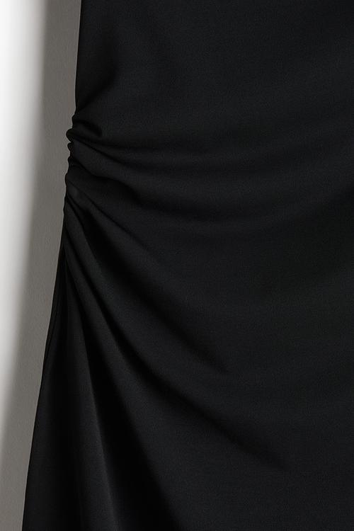 Draped midi dress - black