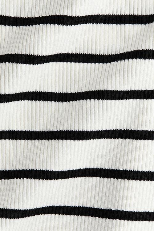 Rib-knit off-the-shoulder top - white striped