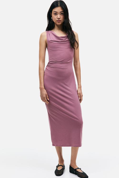 Draped midi dress - dusty pink