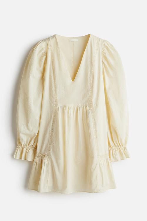 Cotton tunic dress - pale yellow