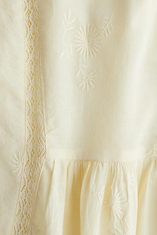 Cotton tunic dress - pale yellow