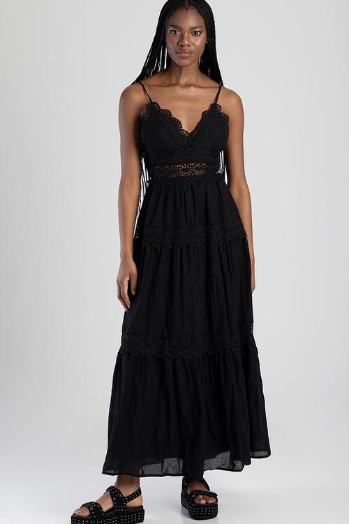 Aurelia Tiered Maxi Dress - Black