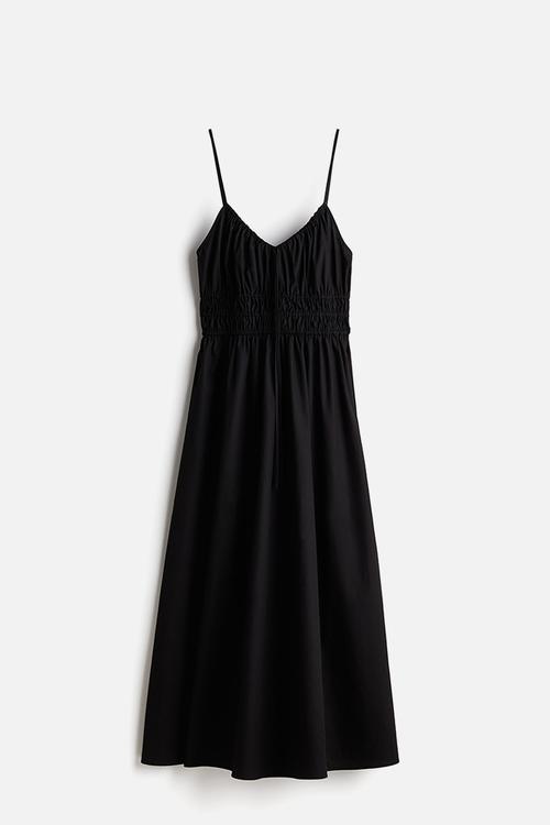 Cotton strappy dress - black
