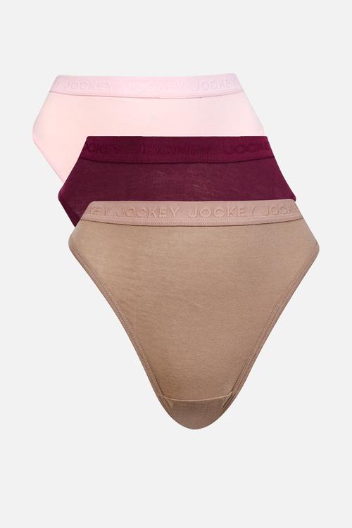 3 Pk Plain Tonal Elastic French Cut-Naturals - Cappucino, Cherry Lacquer, Marshmellow Pink