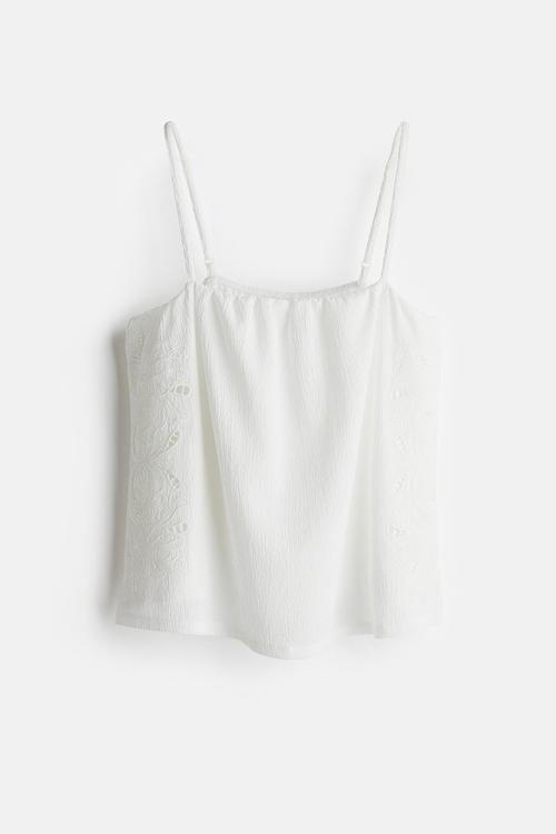 Broderie anglaise strappy top - cream