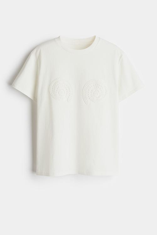 Motif-detail T-shirt - white seashells