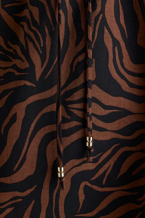 Printed drawstring shorts - black & brown patterned