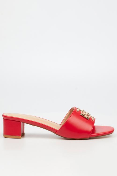 Bina 1 block heel mule - red