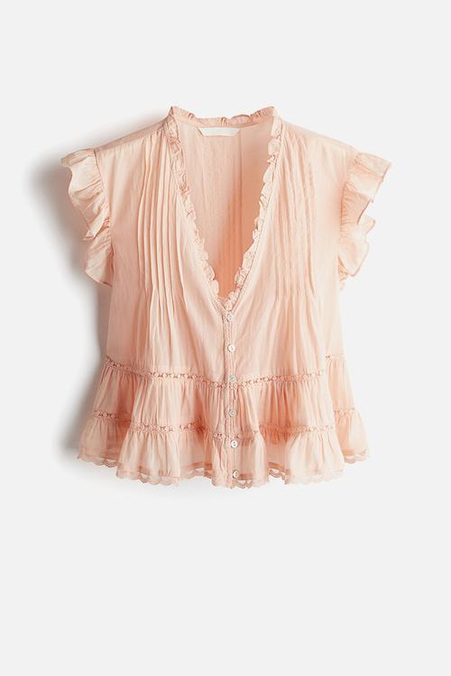 Pintucked blouse - peach pink