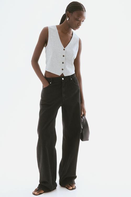 Tailored suit waistcoat - white/black striped 