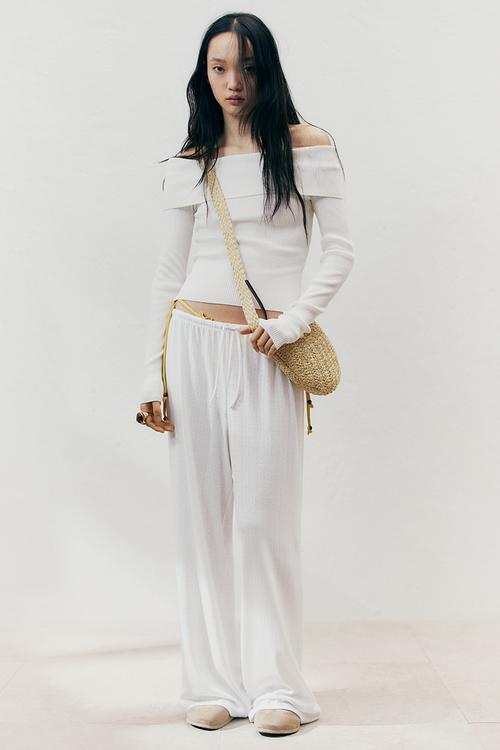 Wide drawstring trousers - white