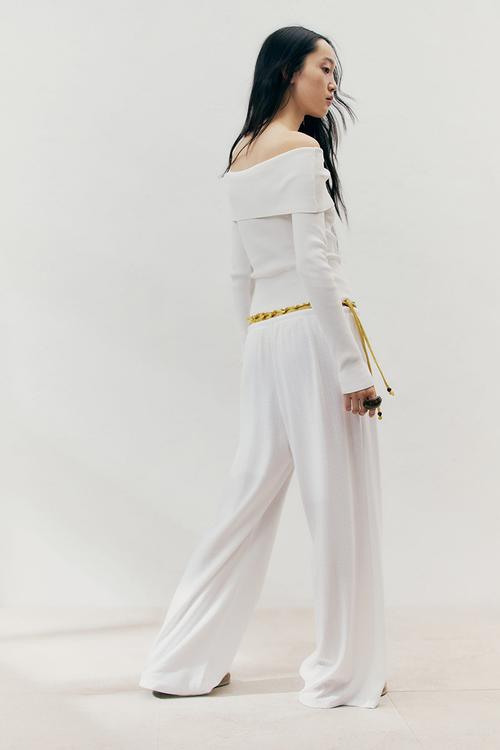 Wide drawstring trousers - white