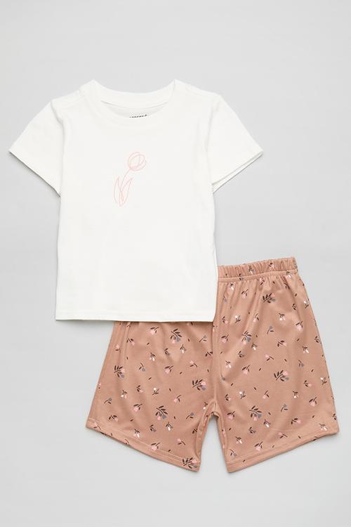 Pj set with rose placement - white/pink/floral aop