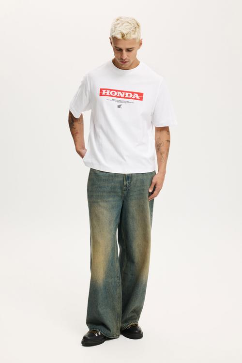 Cropped fit honda x jt racing T-shirt -lcn hon white / honda 