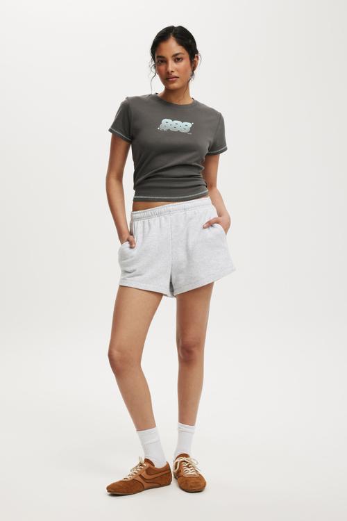 Fleece sweatshort - soft grey marle