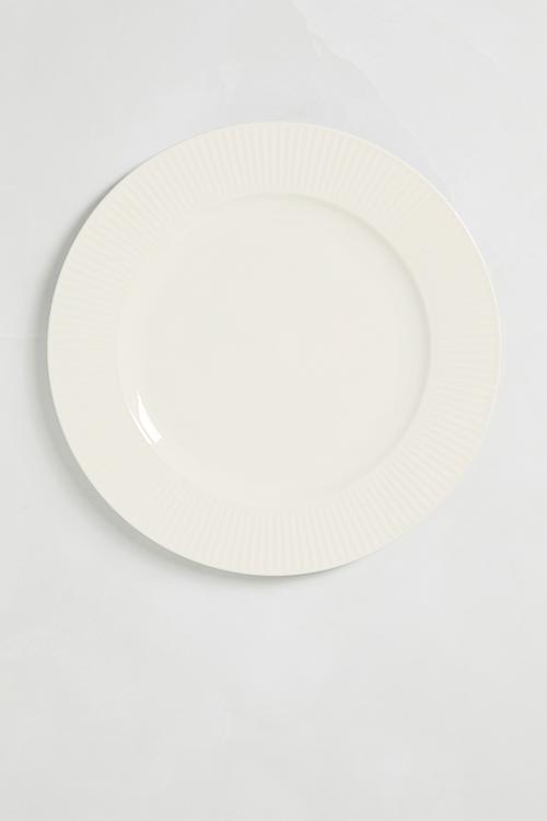 Embossed porcelain plate set of 4 - white