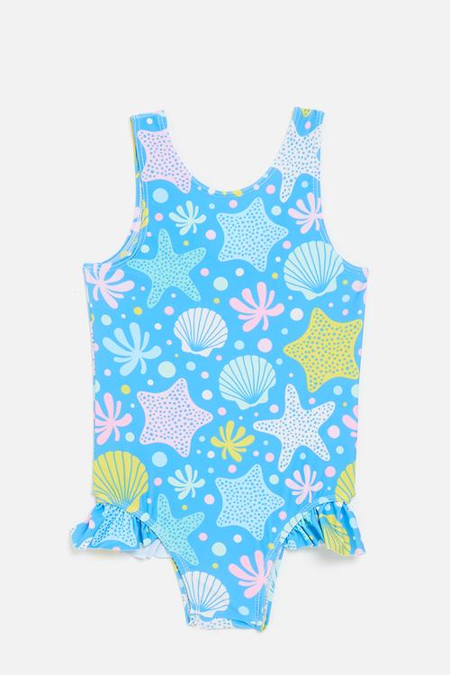 Printed one piece swimsuit - blue