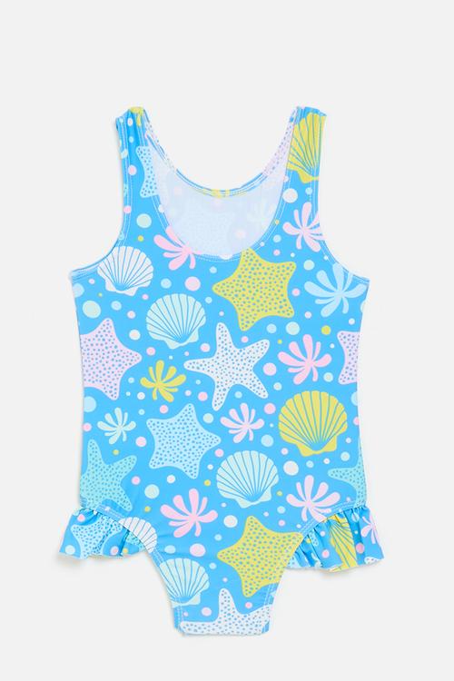 Printed one piece swimsuit - blue
