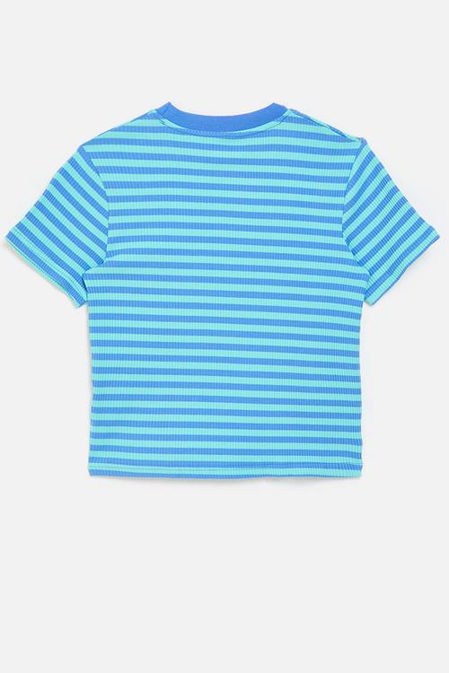 Rib knit tee - blue stripes