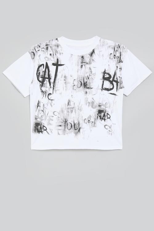 Abstract print tee - white/black
