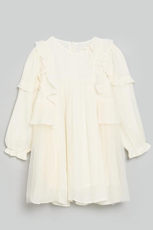 Frilly boho dress - ivory