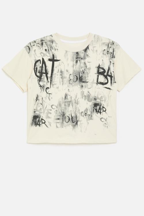 Abstract print tee - cornsilk white