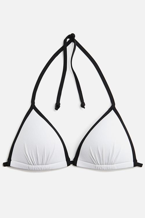 Push-up triangle bikini top - white & black