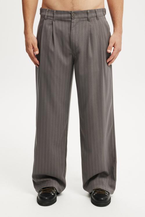 Super Baggy Pleated Pant - Charcoal Pinstripe