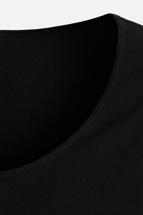 Cropped scoop-neck t-shirt - black