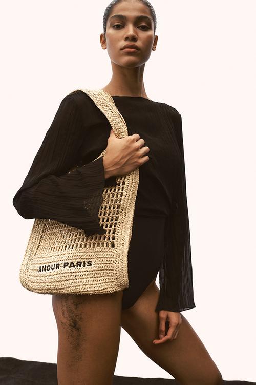 Straw tote bag - beige
