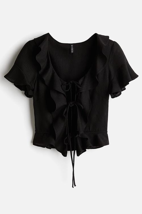 Flounced blouse - black